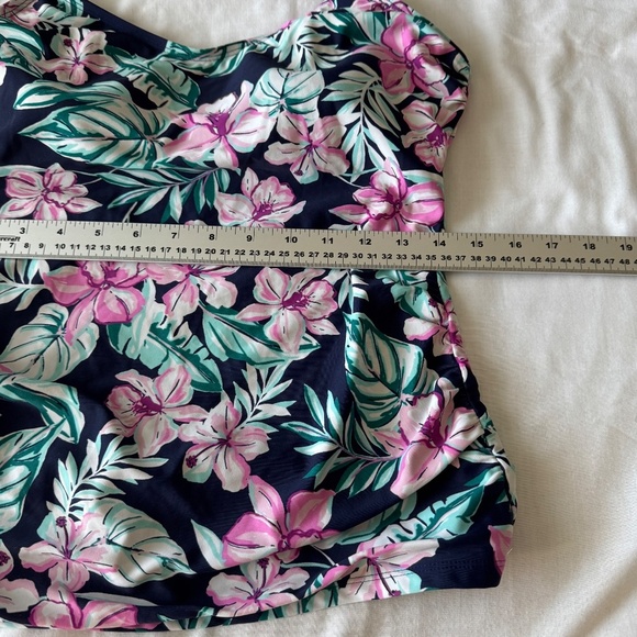 Krista Women's Large Dark Floral Tankini Swim‎ Top Spaghetti Straps Multicolor - Picture 11 of 15
